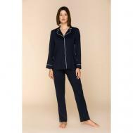 Пижама , брюки, рубашка, длинный рукав, размер XXL, синий Lunaretta
