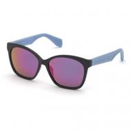 Солнцезащитные очки , бабочка, оправа: пластик, с защитой от УФ, зеркальные, для женщин, черный adidas Originals