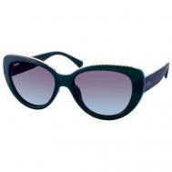 Солнцезащитные очки , кошачий глаз, оправа: металл, устойчивые к появлению царапин, градиентные, поляризационные, с защитой от УФ, для женщин, зеленый StyleMark