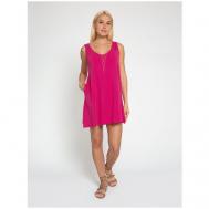 Платье , хлопок, повседневное, свободный силуэт, мини, карманы, размер 48 (L), розовый Lunarable