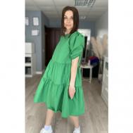 Платье хлопок, мини, размер 40, 42, зеленый blouson_dress