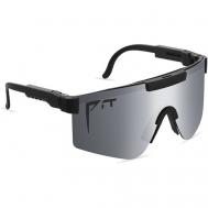 Солнцезащитные очки , квадратные, ударопрочные, складные, спортивные, зеркальные, с защитой от УФ, для мужчин, черный FILINN