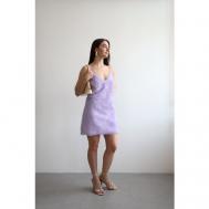 Платье-комбинация , вечернее, полуприлегающее, мини, размер 42, фиолетовый, розовый NA LUBVI