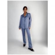Пижама , длинный рукав, карманы, размер 48, голубой Малиновые сны