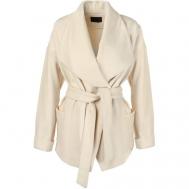 Пальто  , шерсть, силуэт прилегающий, средней длины, размер 46, белый SONIA SPECIALE