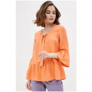 Блуза  , свободный силуэт, укороченный рукав, однотонная, размер S, оранжевый Baon