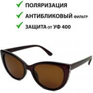 Солнцезащитные очки , кошачий глаз, с защитой от УФ, поляризационные, градиентные, для женщин, коричневый Оптик Хаус