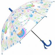 Зонт-трость , полуавтомат, купол 76 см., прозрачный, для девочек, синий Real STar Umbrella