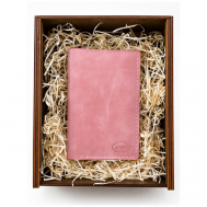 Обложка , натуральная кожа, отделение для карт, отделение для паспорта, подарочная упаковка, розовый Custopelle