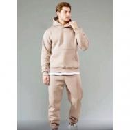 Костюм , худи и брюки, свободный силуэт, утепленный, капюшон, карманы, размер 52, бежевый Sport Collection