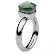 Кольцо , фианит, размер 18, зеленый, серебряный Qudo