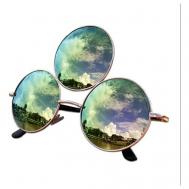 Солнцезащитные очки , круглые, оправа: металл, зеркальные, серый Do  hobby & Be happy
