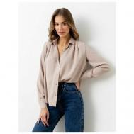 Блуза  , повседневный стиль, длинный рукав, размер 46, бежевый Viaville