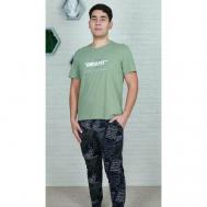 Комплект , брюки, футболка, карманы, размер 54-56, зеленый Махис