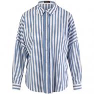 Рубашка  , прямой силуэт, длинный рукав, в полоску, размер 40/42, голубой, белый Apart