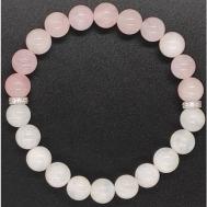 Браслет , лунный камень, кварц, размер 17 см., белый, розовый Panawealth Inter Holdings