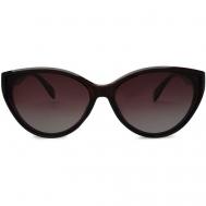 Солнцезащитные очки , кошачий глаз, оправа: пластик, поляризационные, для женщин, коричневый MORE JANE