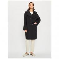 Пальто   демисезонное, шерсть, оверсайз, средней длины, размер 44, черный ELECTRASTYLE