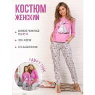 Комплект , брюки, укороченный рукав, размер 42, розовый Ивановский текстиль