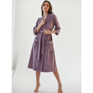 Халат , размер 54, фиолетовый Текстильный край