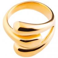 Кольцо переплетенное , нержавеющая сталь, размер 18, золотой, желтый Kalinka modern story