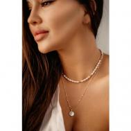2 в 1 цепочка на шею женская позолоченная и ожерелье из натурального жемчуга, подвеска перламутр натуральный Elena Polyakova