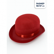 Карнавальная шляпа  Котелок, фетр, красный, 30 см Riota