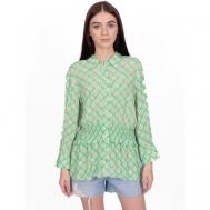 Блуза  , длинный рукав, размер XS, зеленый, розовый FRACOMINA