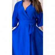 Платье с запахом вечернее, полуприлегающее, макси, размер XXL/XXXL, синий olga gridunova collection