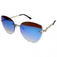 Солнцезащитные очки , стрекоза, оправа: металл, зеркальные, с защитой от УФ, градиентные, для женщин, синий ECOSKY