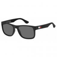 Солнцезащитные очки , прямоугольные, оправа: пластик, поляризационные, с защитой от УФ, для мужчин, черный Tommy Hilfiger