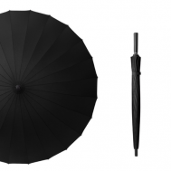 Зонт-трость механика, купол 130 см., 24 спиц, система «антиветер», чехол в комплекте, черный AM