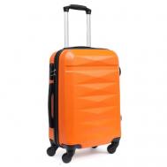 Чемодан , ABS-пластик, рифленая поверхность, опорные ножки на боковой стенке, водонепроницаемый, 50 л, оранжевый Blezer