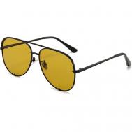Солнцезащитные очки , авиаторы, оправа: металл, с защитой от УФ, для женщин, черный Korealook