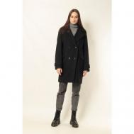 Пальто-пиджак   демисезонное, шерсть, силуэт прямой, укороченное, размер 40-42, черный Margo
