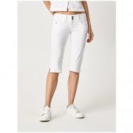Шорты  , заниженная посадка, карманы, размер 33, белый Pepe Jeans