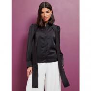 Блуза , классический стиль, полуприлегающий силуэт, размер M, черный F&L.