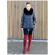 куртка  , демисезон/зима, укороченная, силуэт прямой, однобортная, размер 44, черный VO-TARUN