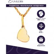 Золотая подвеска Сердце , кулон женский Ювилерс, золото 585 пробы UVILERS