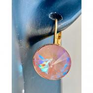 Серьги пусеты , кристалл, кристаллы Swarovski, размер/диаметр 12 мм, золотой, розовый My Lollipop