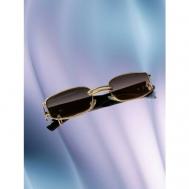 Солнцезащитные очки , прямоугольные, оправа: металл, с защитой от УФ, золотой Очки солнцезащитные