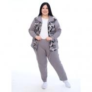 Костюм, олимпийка и брюки, спортивный стиль, оверсайз, карманы, пояс на резинке, размер 62, серый Sheveli