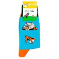 Носки  Носки с рисунками St.Friday Socks x Союзмультфильм, размер 42-46, черный, оранжевый, голубой St. Friday