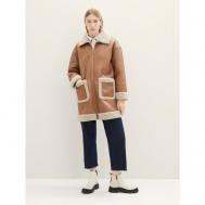 Пальто , средней длины, силуэт прямой, карманы, размер L, коричневый Tom Tailor