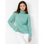 Пуловер, шерсть, крупная вязка, размер единый, бирюзовый Melskos