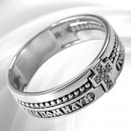Кольцо , серебро, 925 проба, чернение, гравировка, фианит, размер 17.5, серебряный VITACREDO