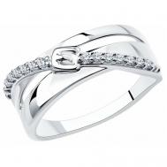 Кольцо , серебро, 925 проба, родирование, фианит, размер 18.5, белый Diamant