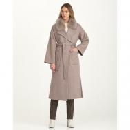 Пальто-реглан   демисезонное, демисезон/зима, шерсть, силуэт прямой, удлиненное, размер 36, коричневый Skinnwille