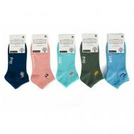 Носки , 5 пар, размер 35-39, зеленый, синий, бирюзовый, голубой, розовый Pesail