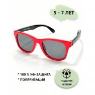Солнцезащитные очки , квадратные, оправа: пластик, чехол/футляр в комплекте, поляризационные, со 100% защитой от УФ-лучей, для девочек, красный Nikitana